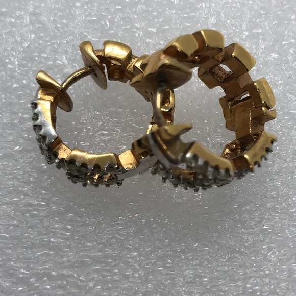 VTG Square Link Pavé Hoop Earrings - Picture 3 of 8